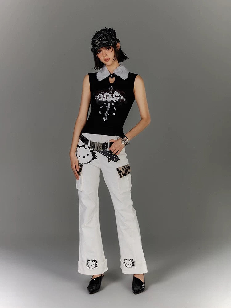 Yuka Faux Fur Collar Top