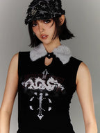 Yuka Faux Fur Collar Top