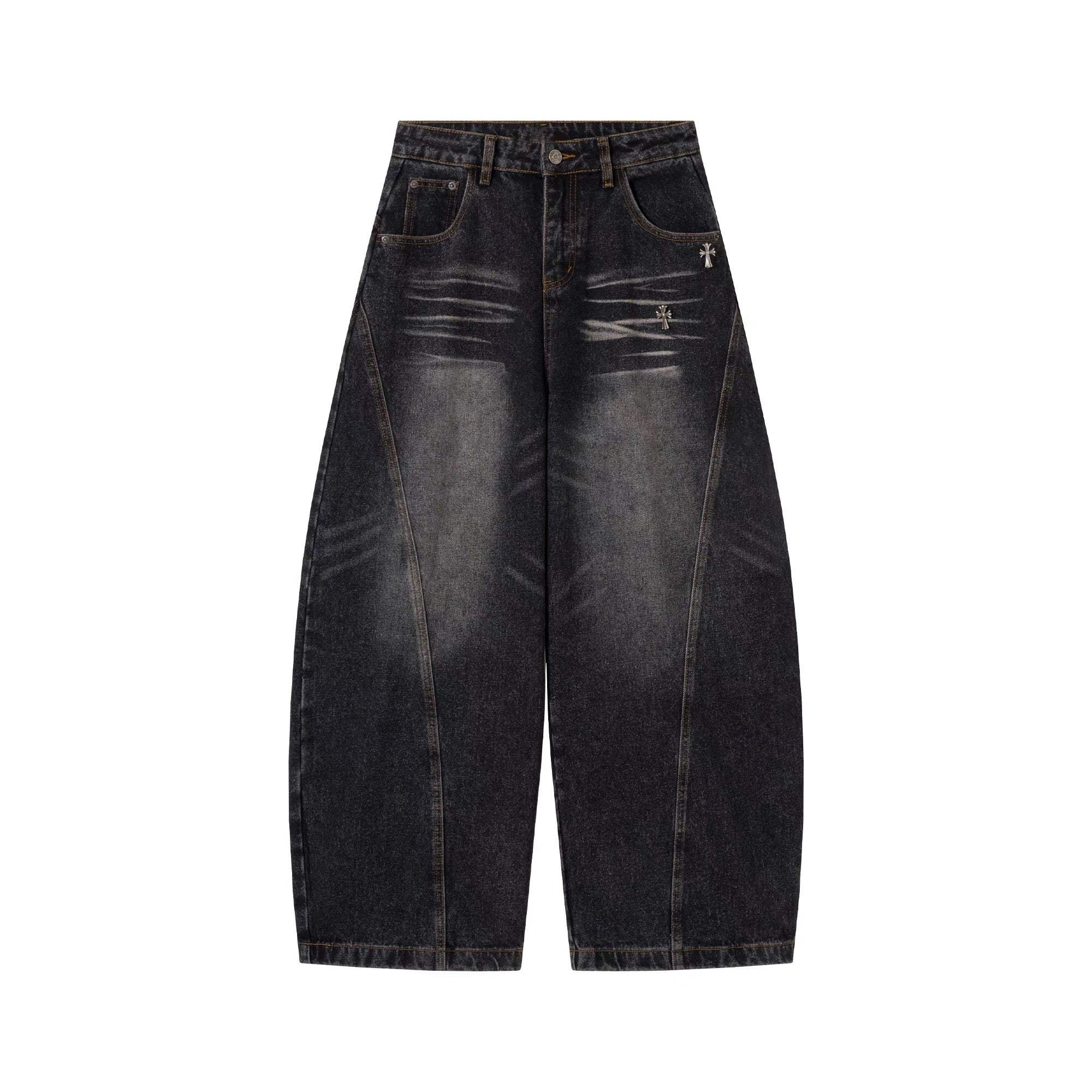 Wide Panel Washed Denim Pants
