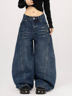 Wide Panel Washed Denim Pants