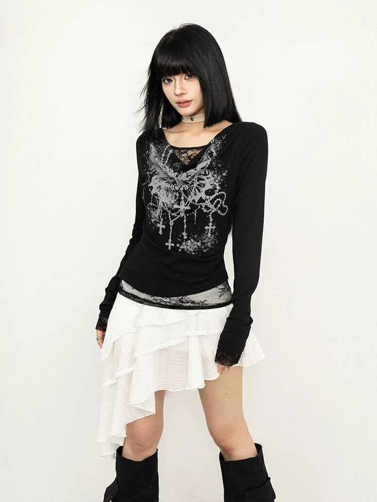 Veil Cross Long Sleeve Top