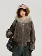 Butterfly Charm Fur Trim Jacket