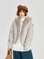 Fur-Lined Hooded Short Jacket