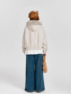 Fur-Lined Hooded Short Jacket