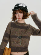 Cropped Fuzzy Knit Sweater