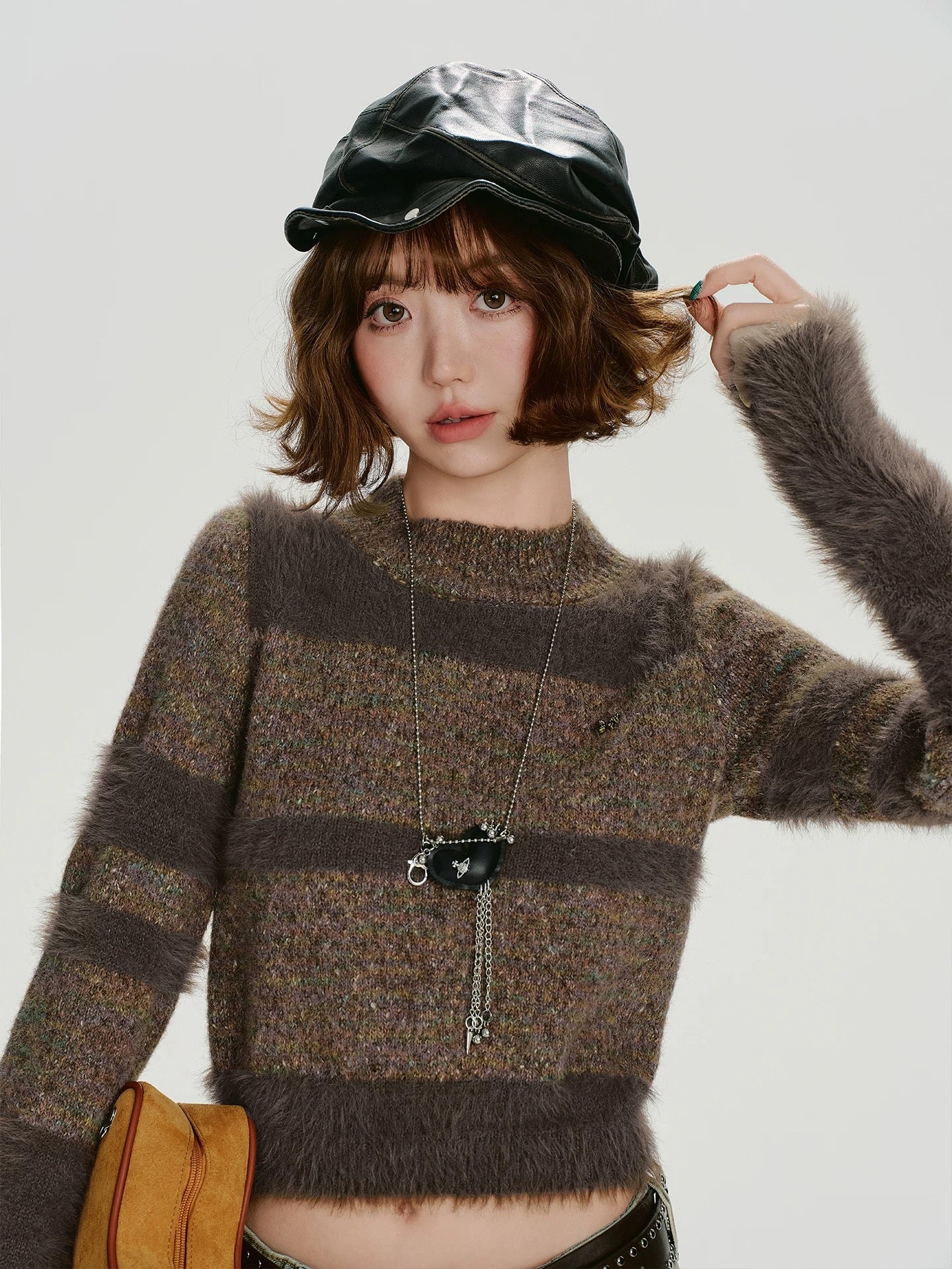 Cropped Fuzzy Knit Sweater