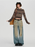 Cropped Fuzzy Knit Sweater