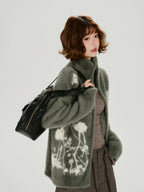 Moss Bloom Zip-Up Knit