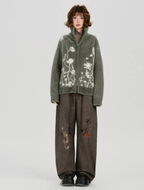 Moss Bloom Zip-Up Knit