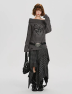 Off Shoulder Heart Sweater