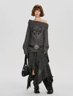 Off Shoulder Heart Sweater