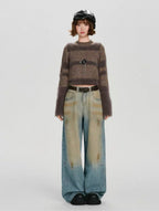 Cropped Fuzzy Knit Sweater