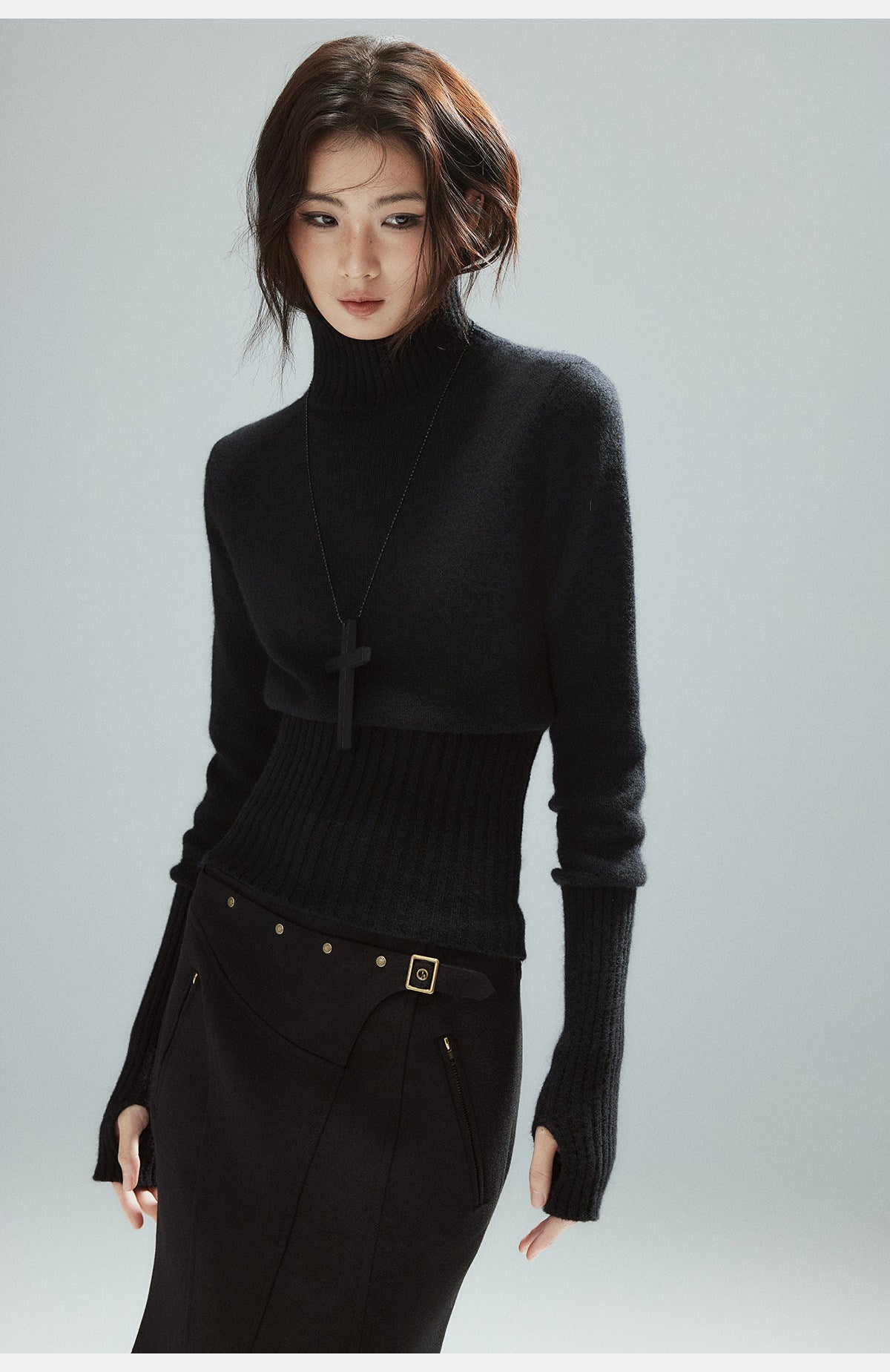 Black Halo Ribbed Turtleneck