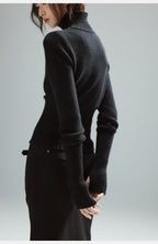 Black Halo Ribbed Turtleneck