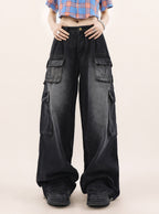 Washed Cargo Denim Jeans