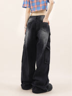 Washed Cargo Denim Jeans