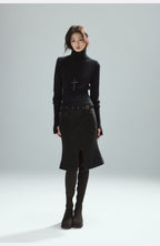 Black Halo Ribbed Turtleneck