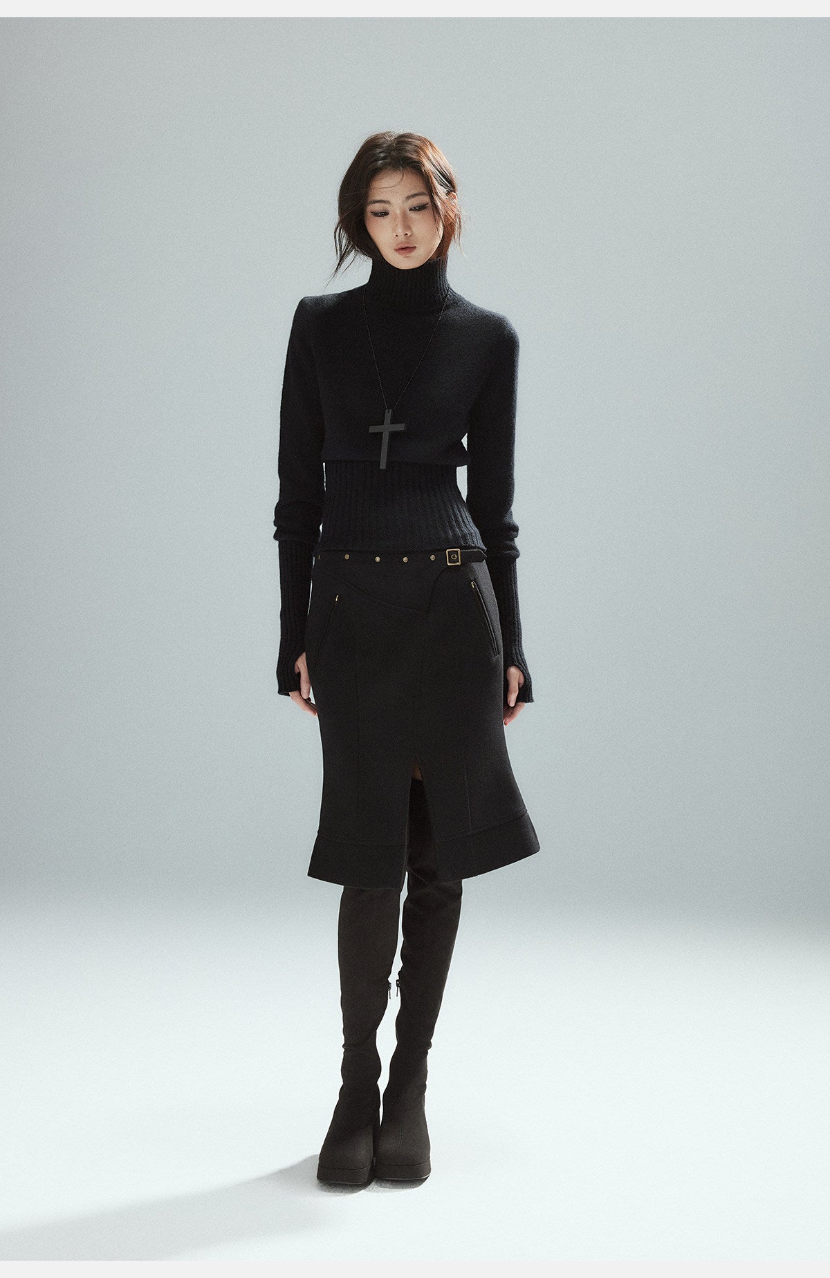 Black Halo Ribbed Turtleneck