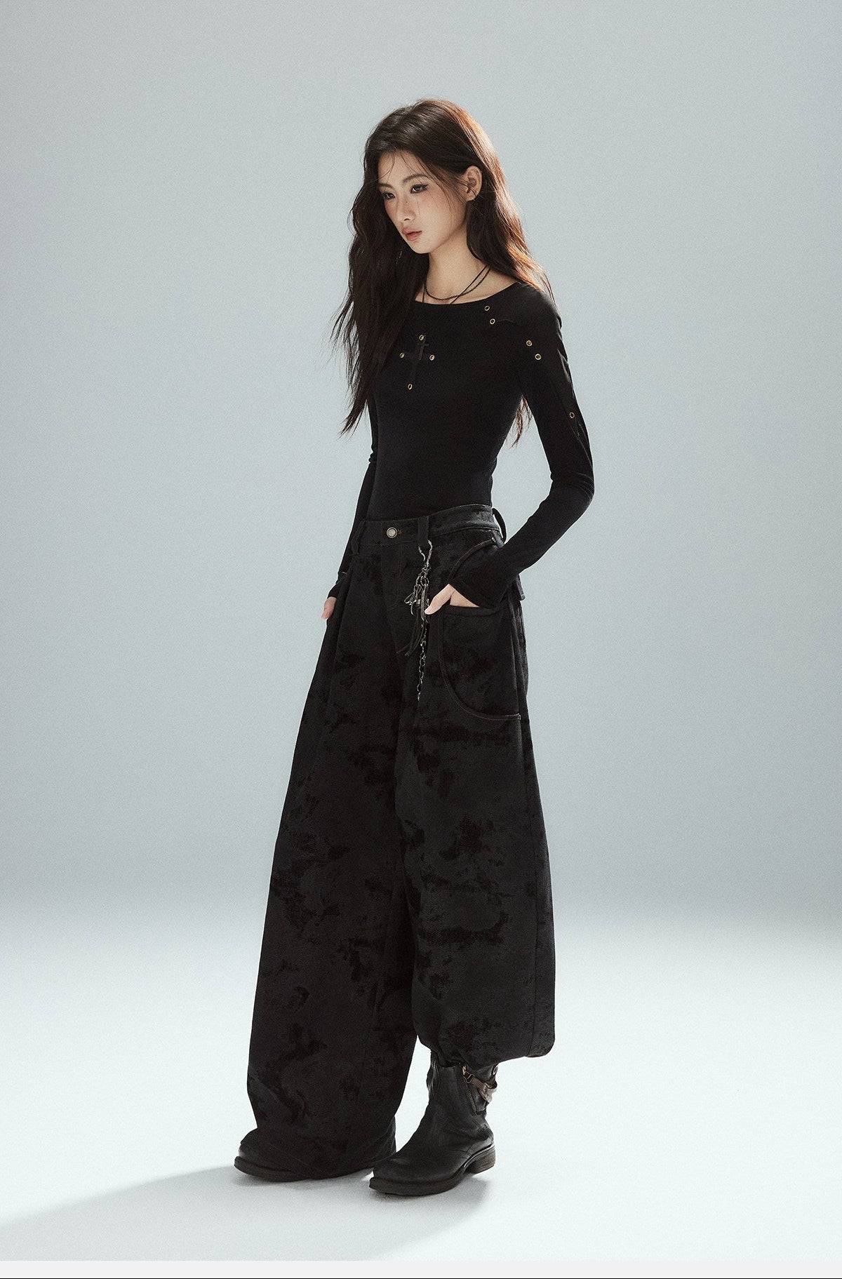 LP Black Flocked Pants