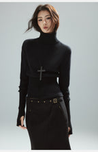 Black Halo Ribbed Turtleneck