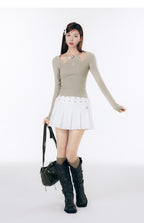 Cutout Ribbed Long Sleeve Top