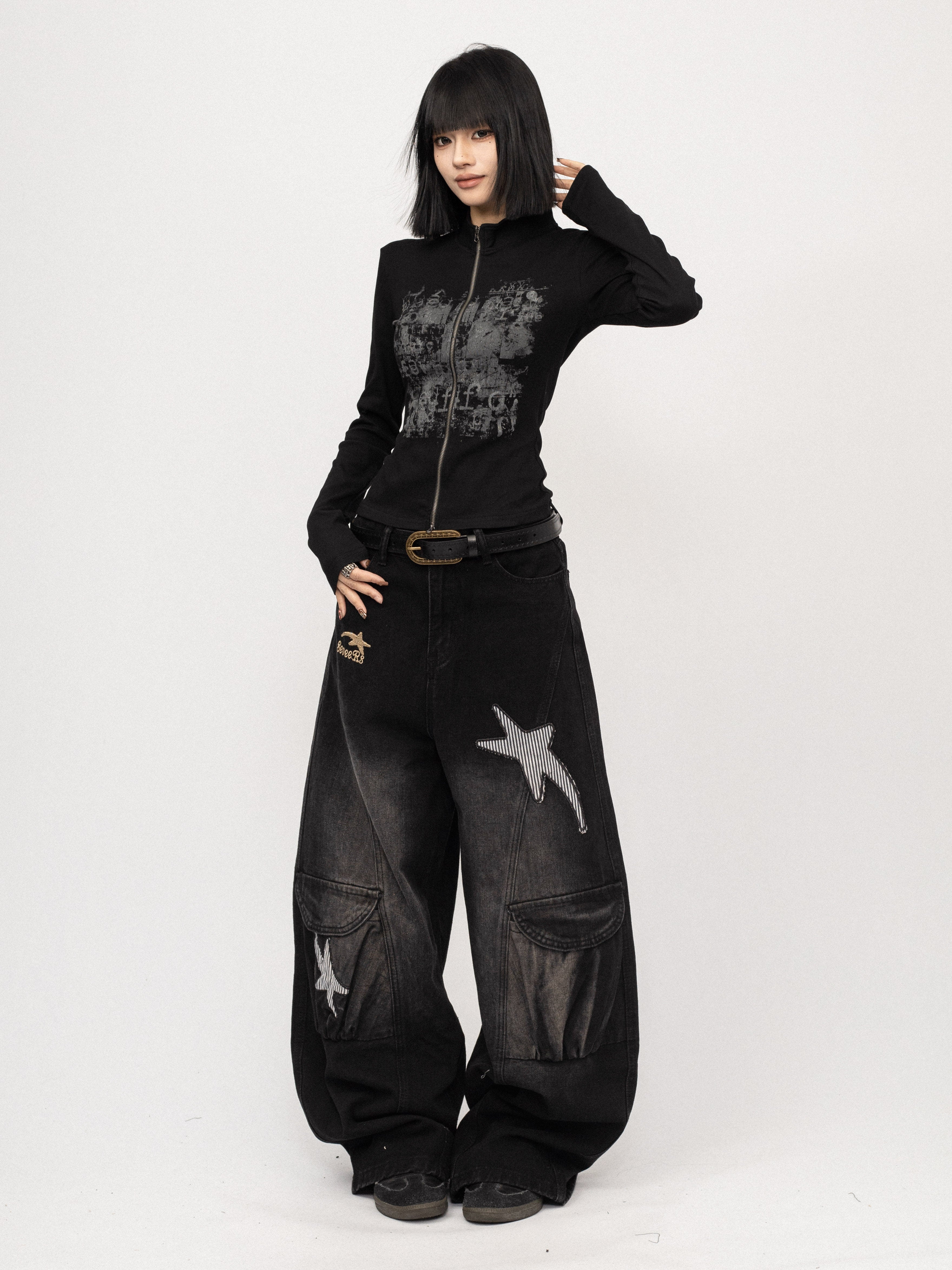 Star Patch Washed Denim