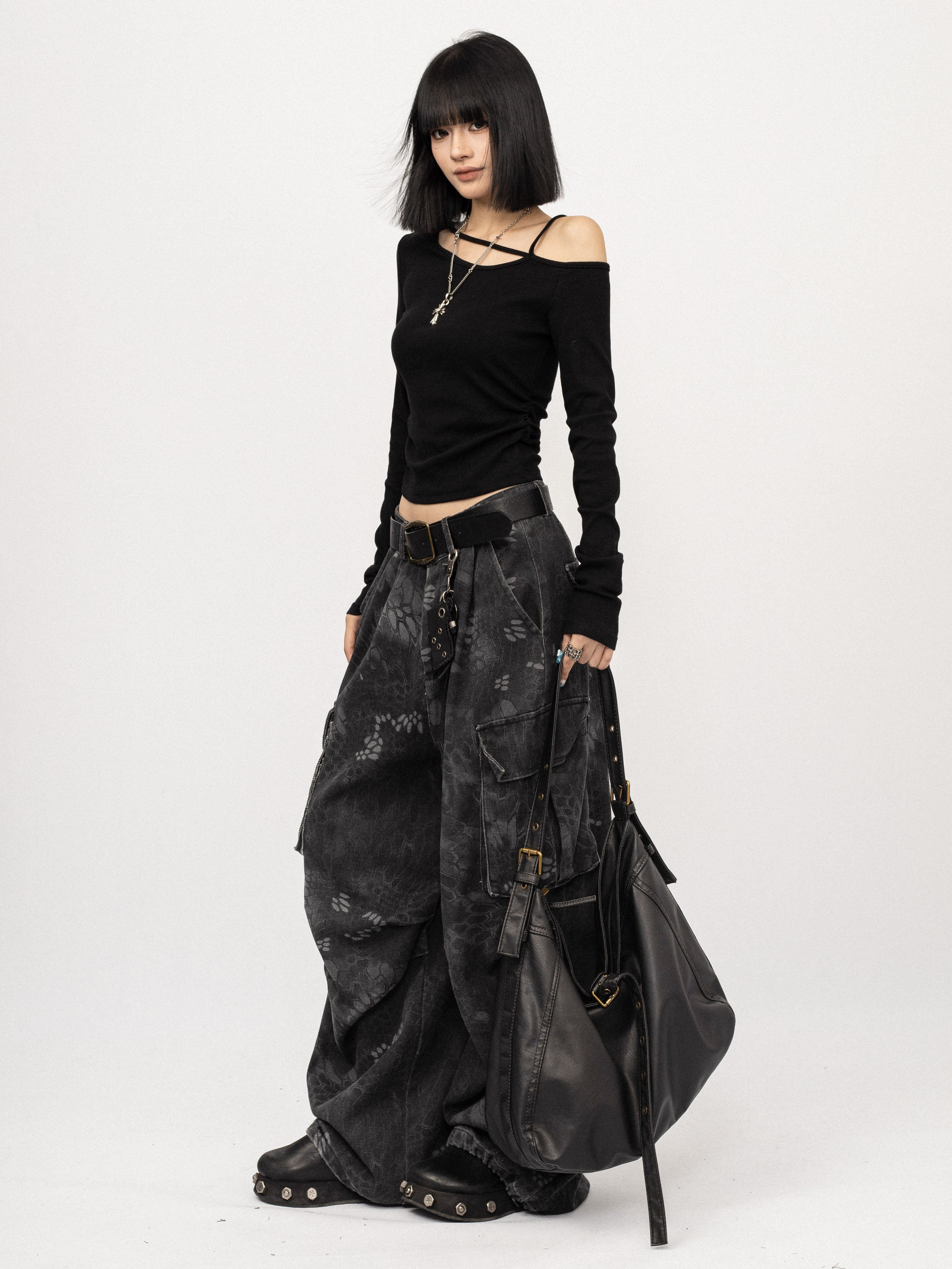 Offset Shoulder Long Sleeve