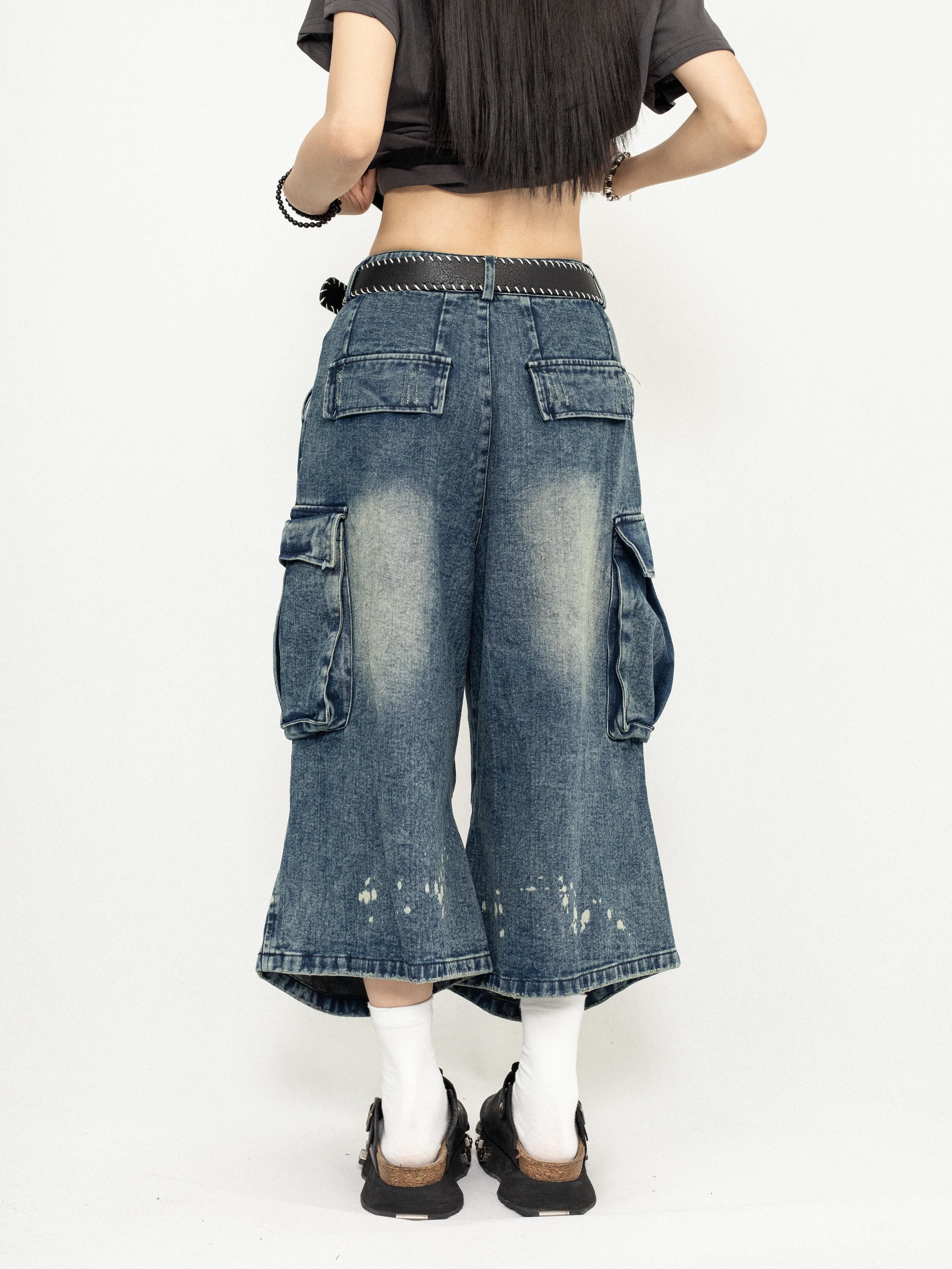 Kaya Washed Cargo Jorts (Blue Wash)