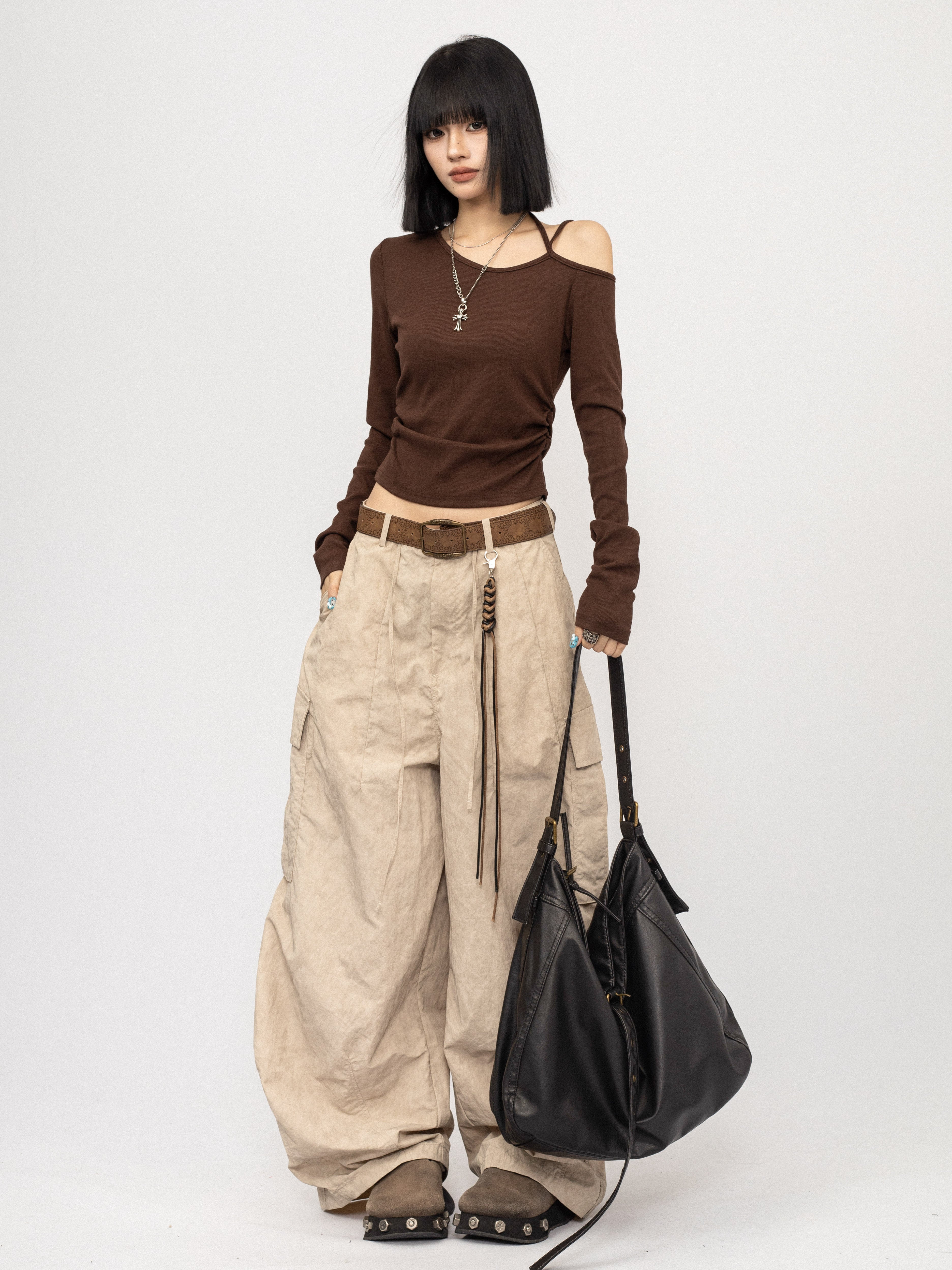 Offset Shoulder Long Sleeve