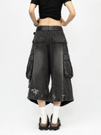 Kaya Washed Cargo Jorts (Dark Wash)