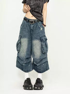 Kaya Washed Cargo Jorts (Blue Wash)