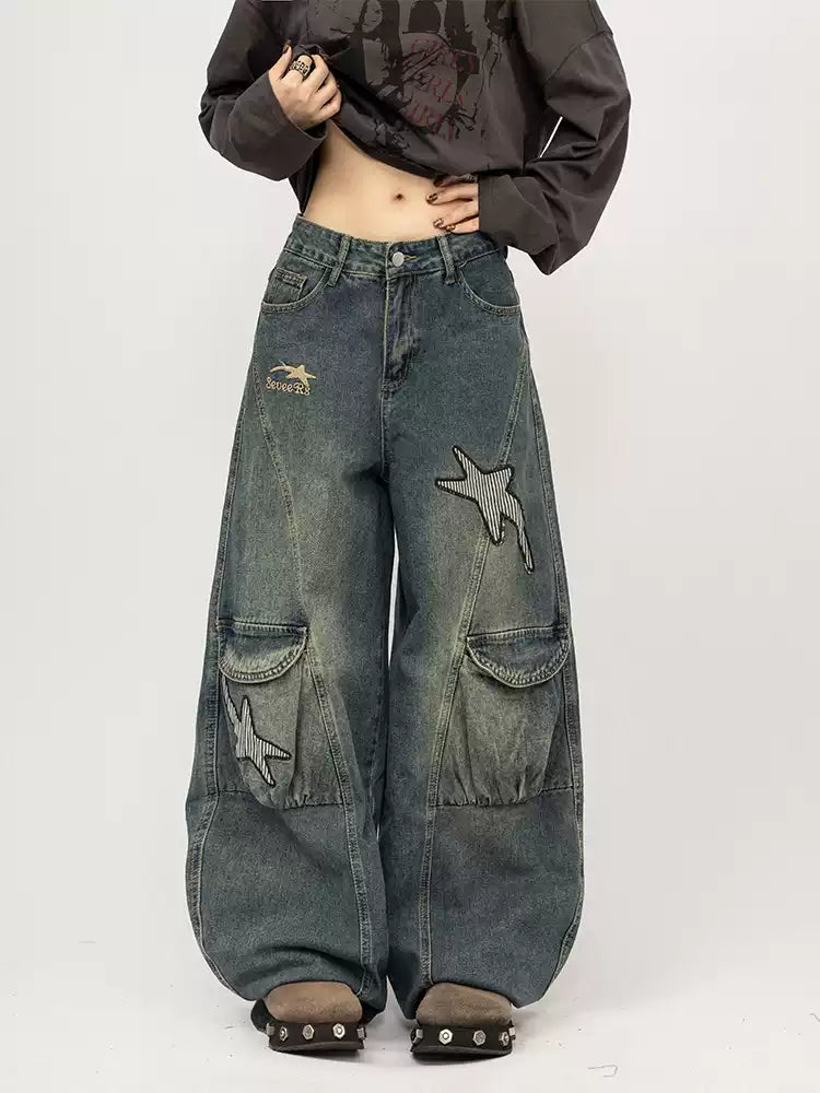 Star Patch Washed Denim