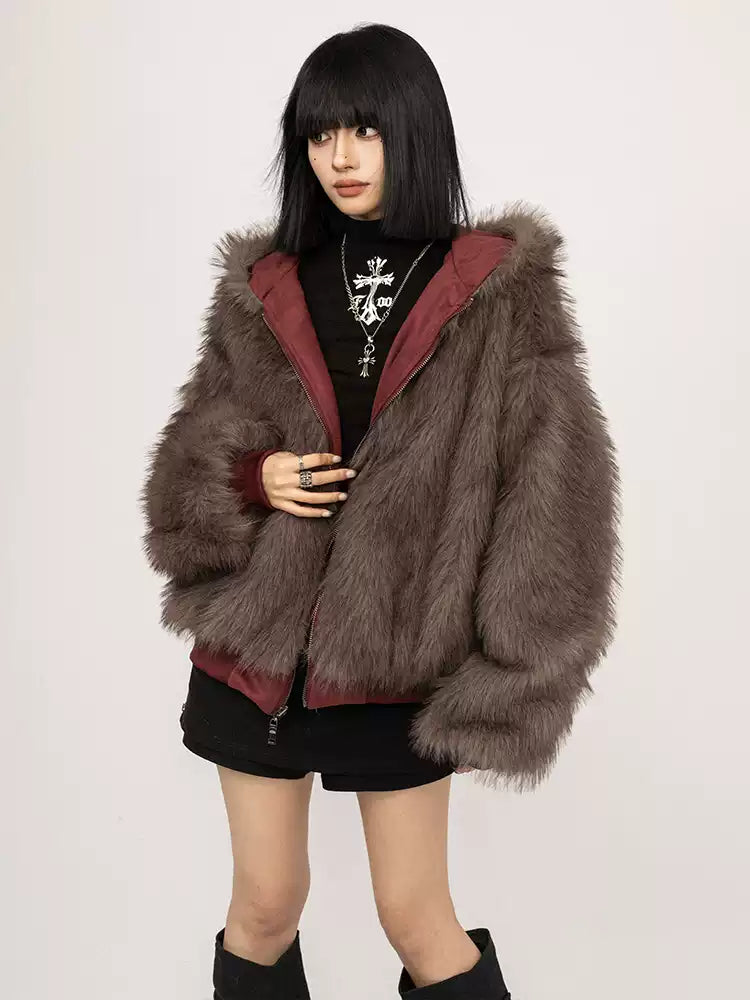 Reversible Hooded Jacket (Wine)