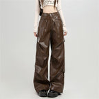 KOYA Frame Leather Pants (Brown)