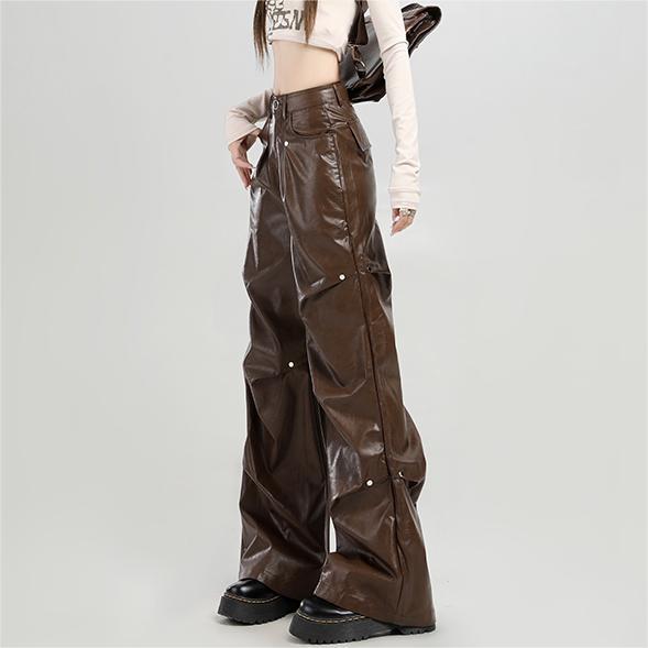 KOYA Frame Leather Pants (Brown)