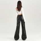 KOYA Retro Flared Leather Pants