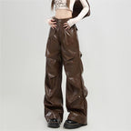 KOYA Frame Leather Pants (Brown)