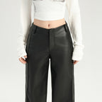 KOYA Retro Flared Leather Pants