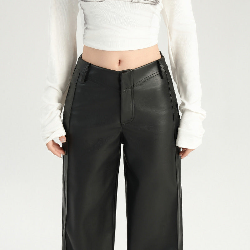 KOYA Retro Flared Leather Pants